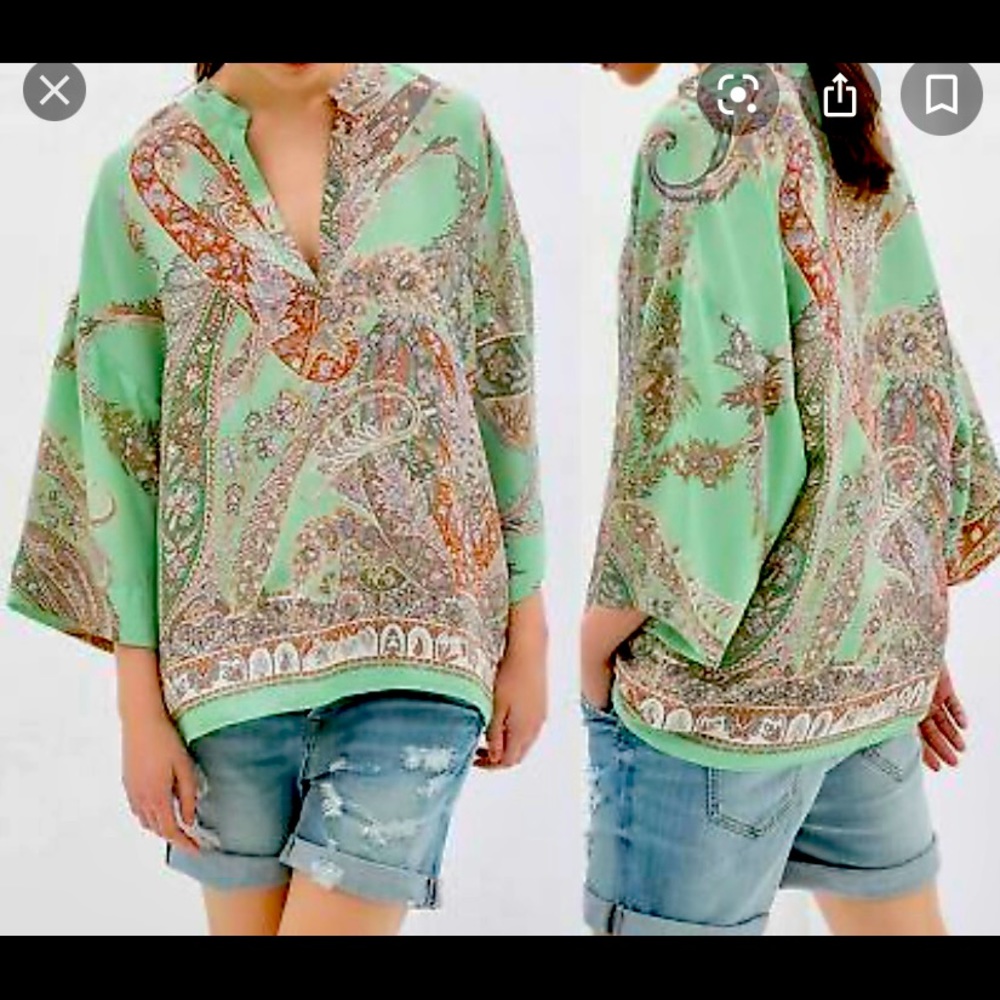 Zara silk paisley blouse